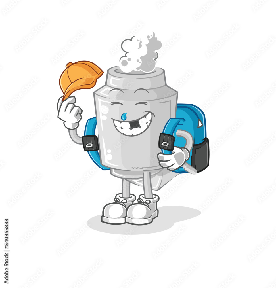 exhaust goes to school vector. cartoon character