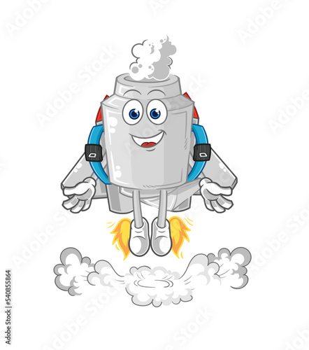 exhaust with jetpack mascot. cartoon vector