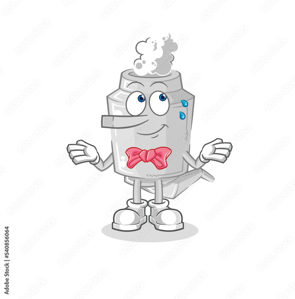 exhaust lie like Pinocchio character. cartoon mascot vector exhaust lie like Pinocchio character. cartoon mascot vector