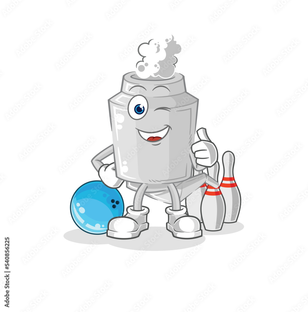 exhaust play bowling illustration. character vector
