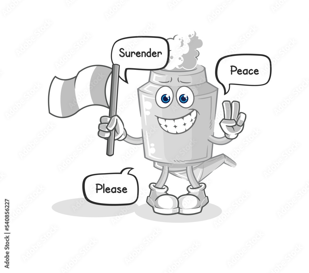 exhaust hold surrender flag mascot. cartoon vector exhaust hold surrender flag mascot. cartoon vector