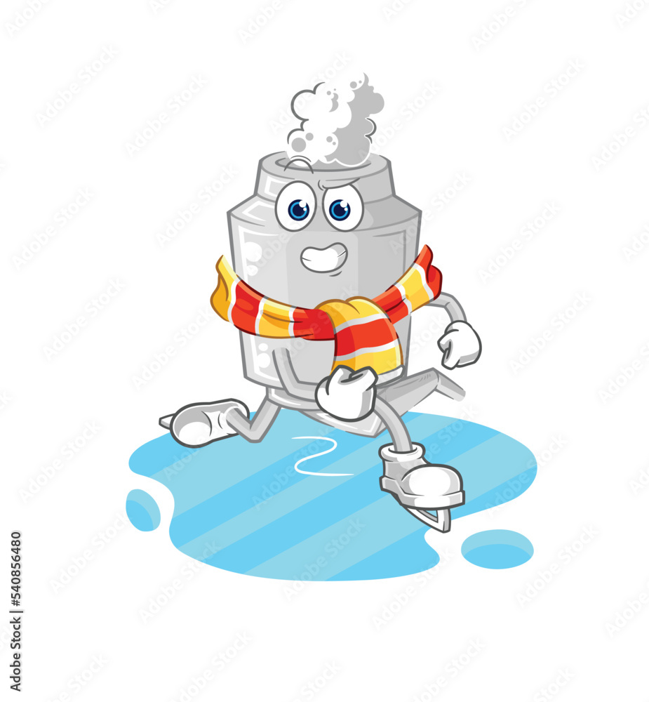 exhaust ice skiing cartoon. character mascot vector exhaust ice skiing cartoon. character mascot vector