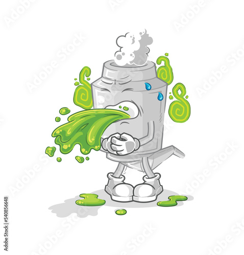 exhaust throw up cartoon. cartoon mascot vector