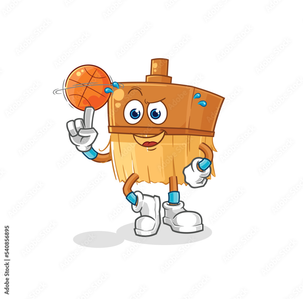 paintbrush playing basket ball mascot. cartoon vector