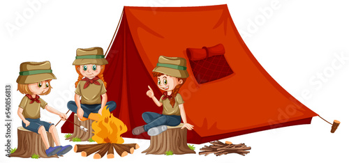 Outdoor camping with scout kids