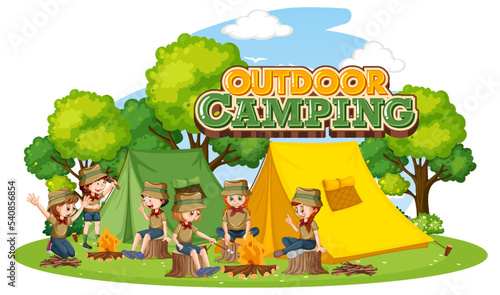 Outdoor camping with scout kids