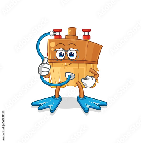 paintbrush diver cartoon. cartoon mascot vector