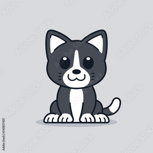 Cute Cat Sitting Down Illustration