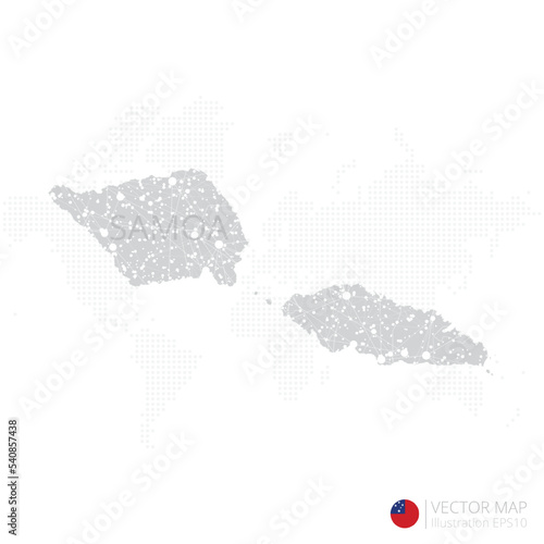 Samoa grey map isolated on white background with abstract mesh line and point scales. Vector illustration eps 10