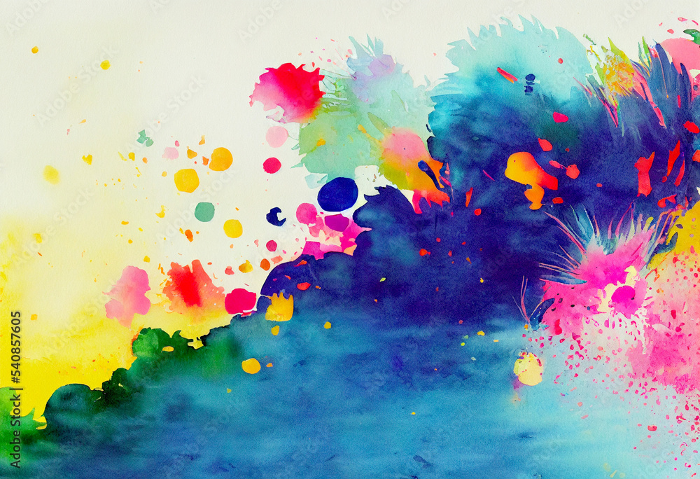 Colorful Bright Watercolor Background Painted