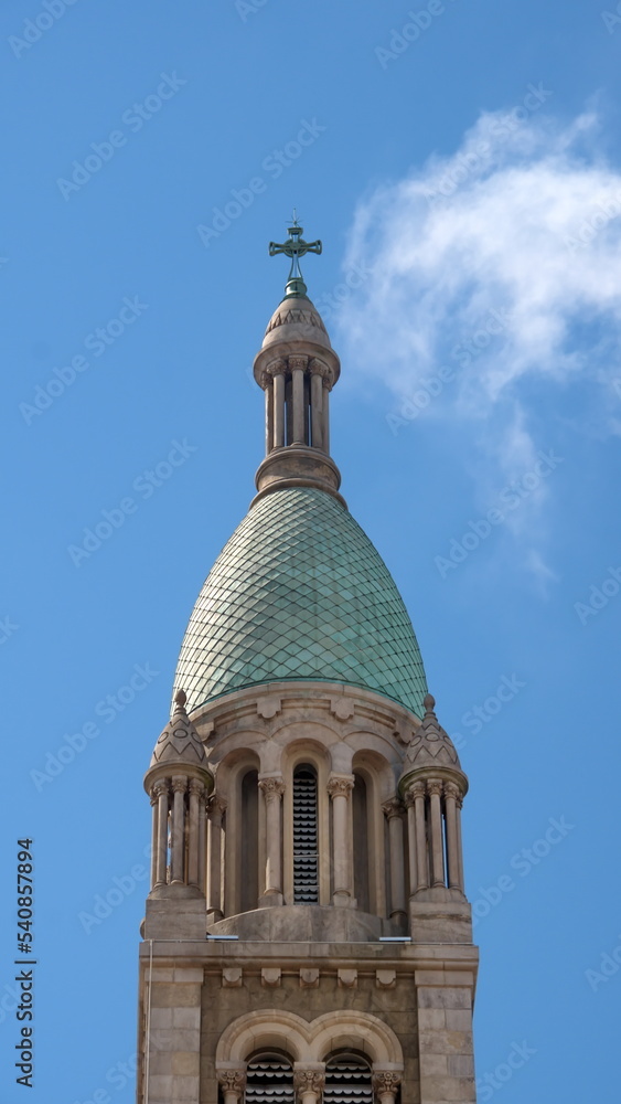 Green dome on the Basilica of the Blessed Sacrament in Buenos Aires, Argentina