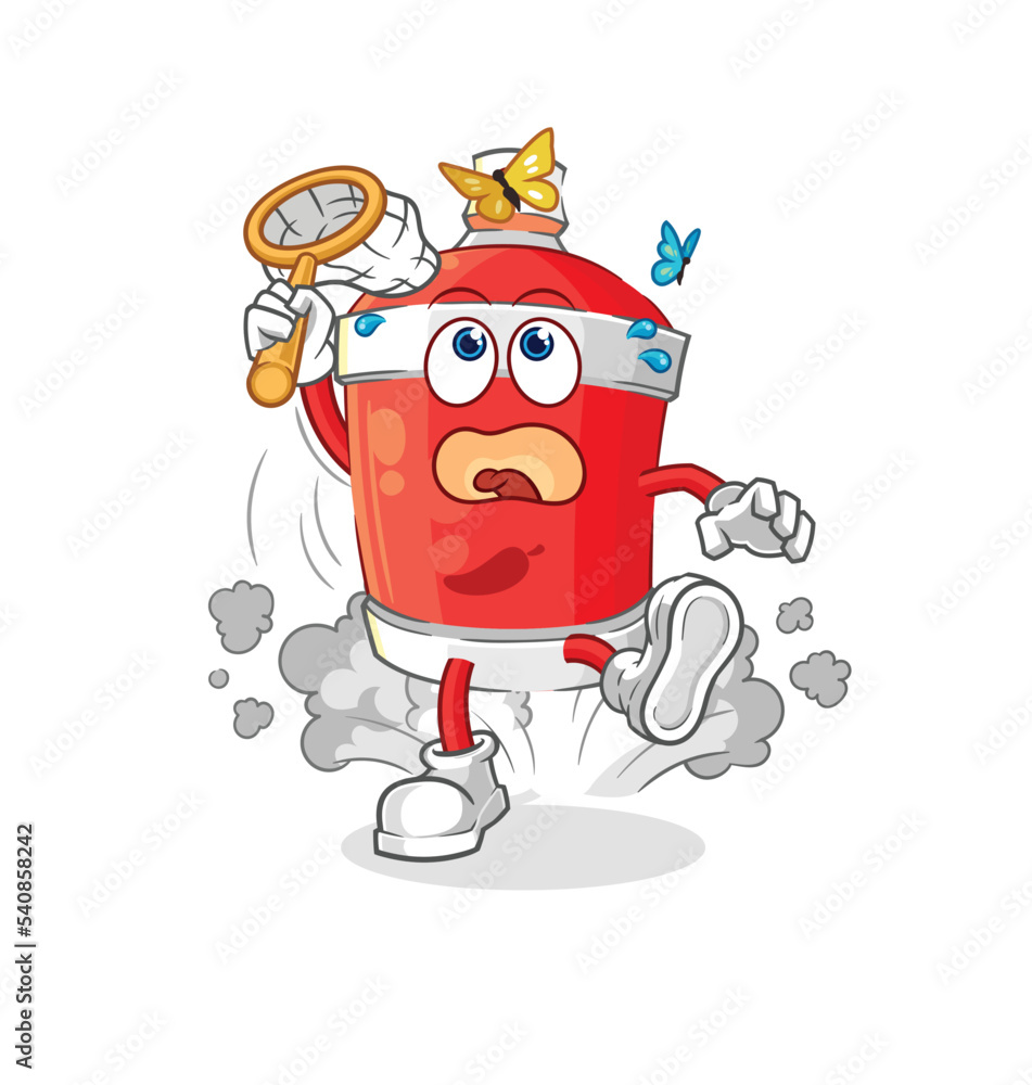 chili spray catch butterfly illustration. character vector chili spray catch butterfly illustration. character vector