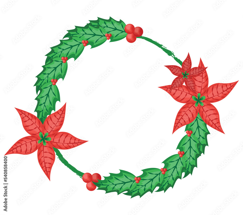 Naklejka premium colored mistletoe wreath