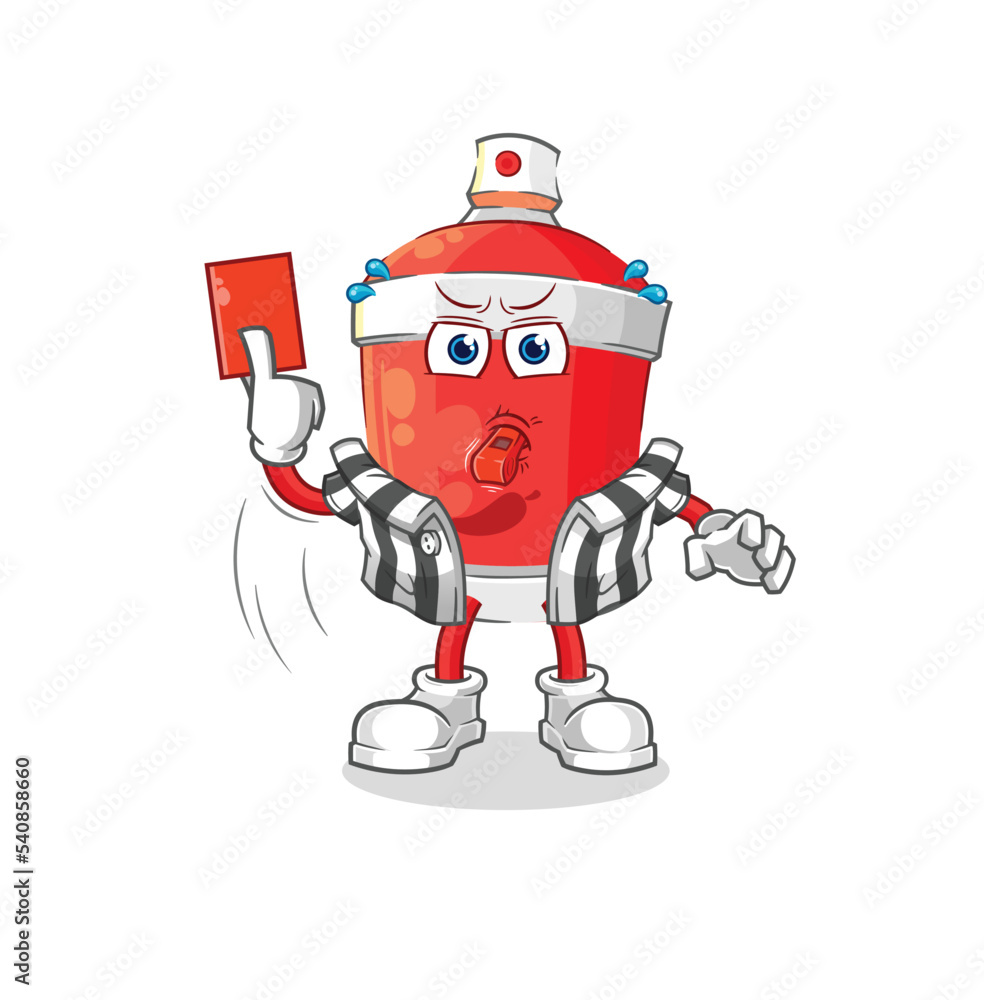 Naklejka premium chili spray referee with red card illustration. character vector