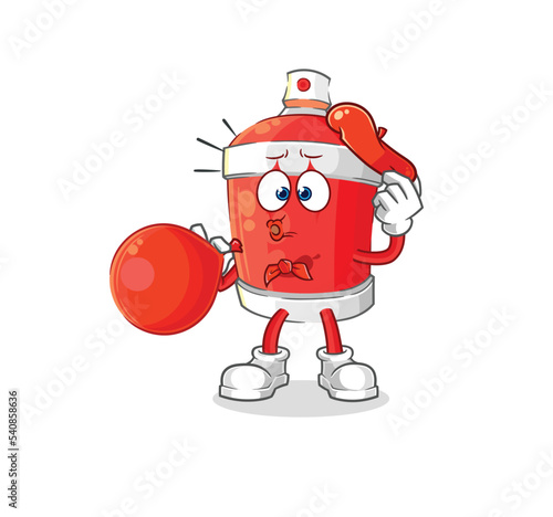 chili spray pantomime blowing balloon. cartoon mascot vector