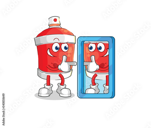 chili spray looking into mirror cartoon. cartoon mascot vector