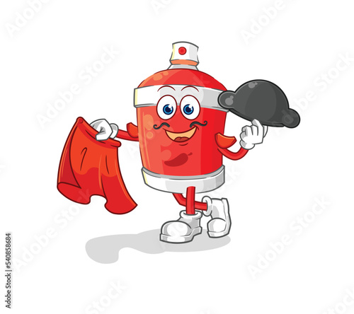 chili spray matador with red cloth illustration. character vector