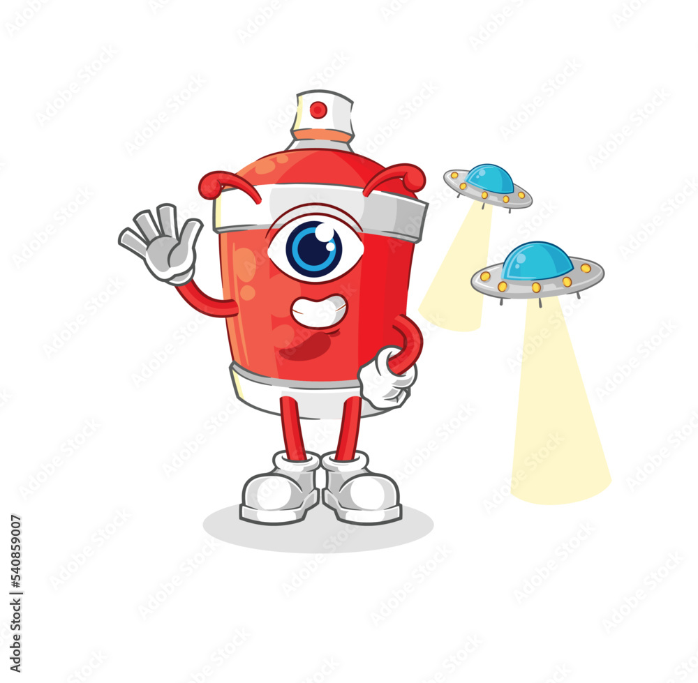 Fototapeta premium chili spray alien cartoon mascot vector