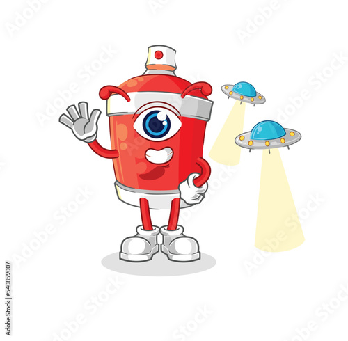 chili spray alien cartoon mascot vector © dataimasu