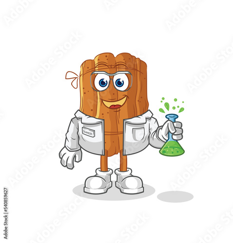 cinnamon scientist character. cartoon mascot vector