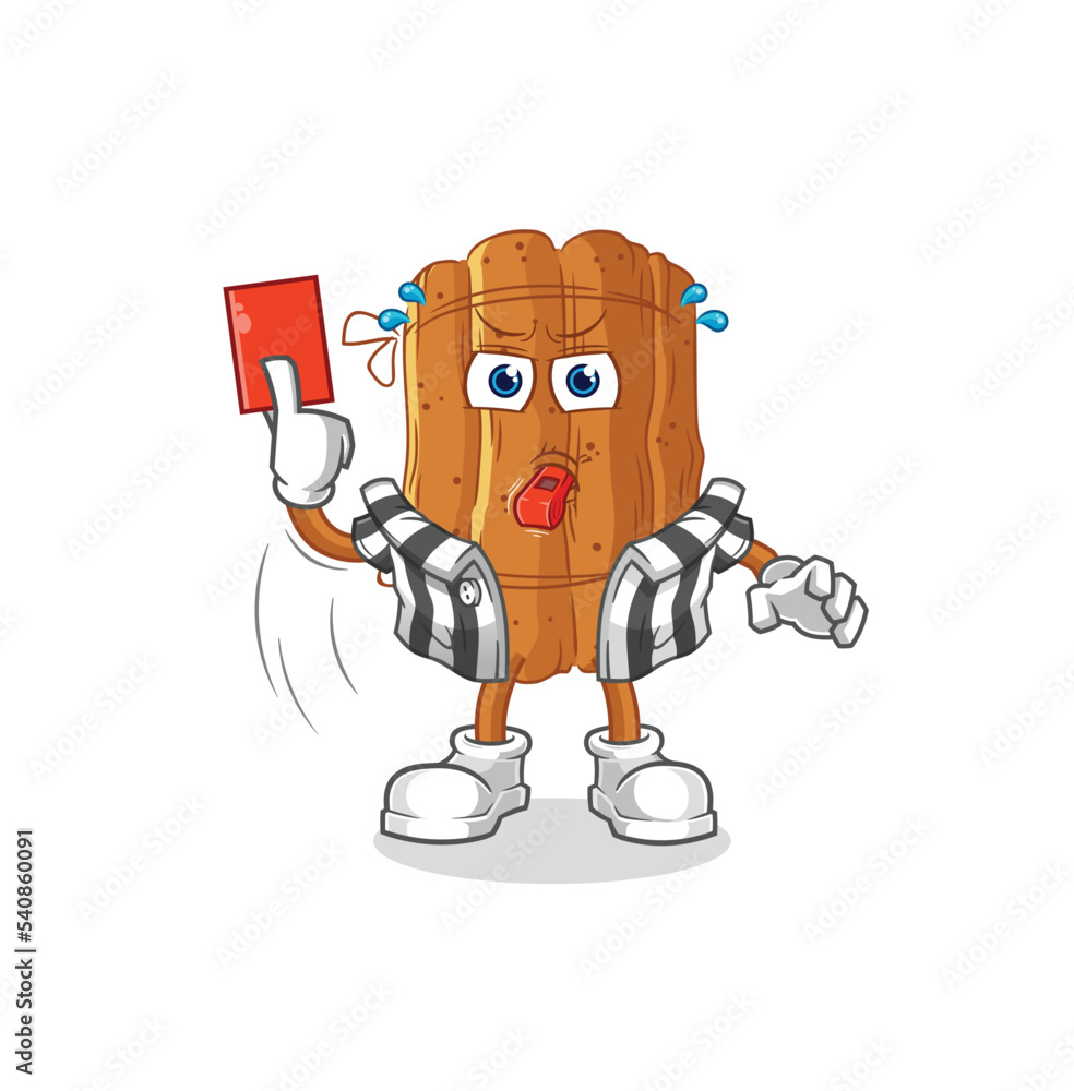 cinnamon referee with red card illustration. character vector cinnamon referee with red card illustration. character vector