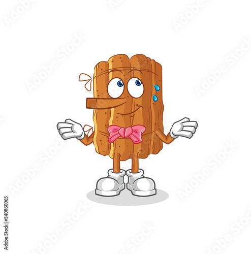 cinnamon lie like Pinocchio character. cartoon mascot vector