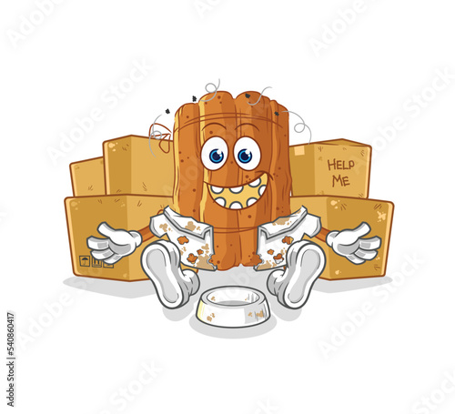 cinnamon homeless character. cartoon mascot vector