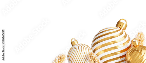golden christmas ball and confetti with decoration ,3d rendering.