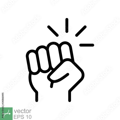 Hand knocking on door icon. Simple outline style. Knock, touch, knuckle, force, fight, fist, bump, punch, strong, knocker concept. Line vector illustration isolated on white background. EPS 10.