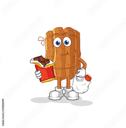 cinnamon eat chocolate mascot. cartoon vector