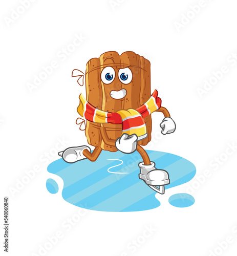 cinnamon ice skiing cartoon. character mascot vector © dataimasu