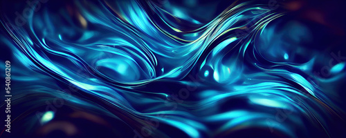 Blue abstract liquid wave background, flowing liquid, Generative AI Art