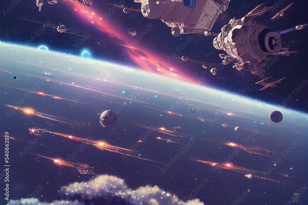 Space Battle War in the Outer Space Between Sci-Fi Space Ship Stock ...