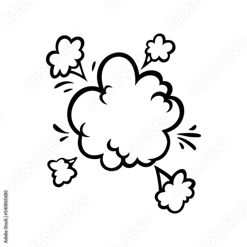 Comic boom effect clouds. Set of explosion bubbles and smoke. Vector illustration isolated on white background
