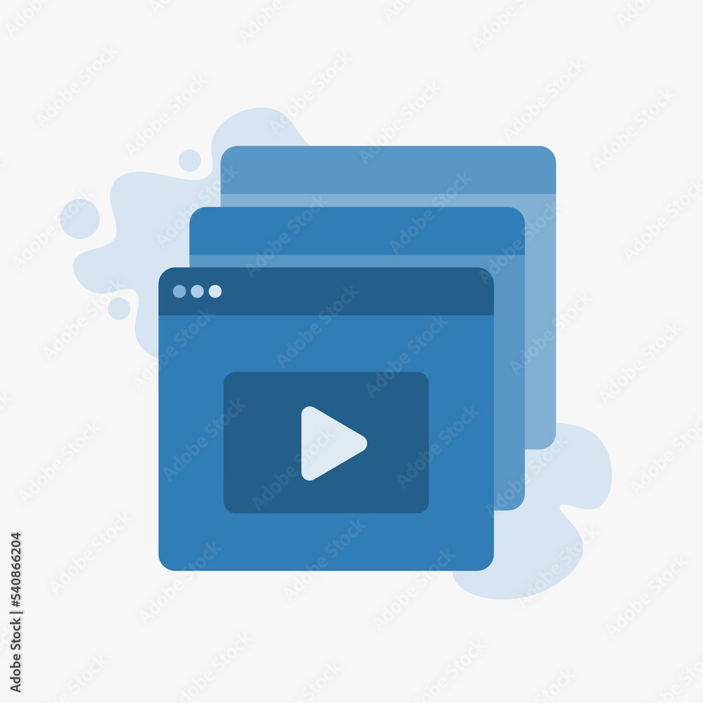 Video lessons, video tutorials. A screen with play button, media player. Vector illustration
