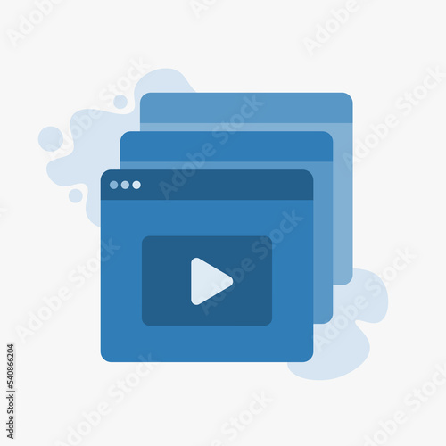 Video lessons, video tutorials. A screen with play button, media player. Vector illustration
