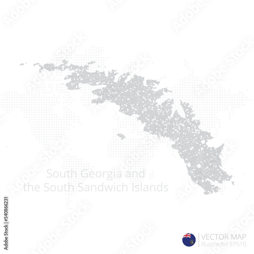 South Georgia and the South Sandwich Islands grey map isolated on white background with abstract mesh line and point scales. Vector illustration eps 10