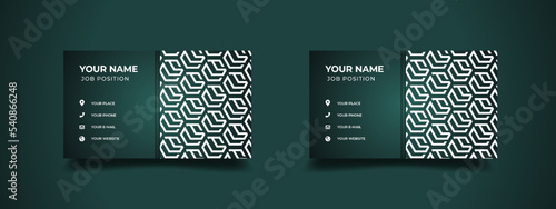 Luxury business card design with dark background and elegant pattern