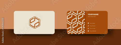 Luxury and elegant golden business card. Modern minimalist pattern design background. Rounded corner mockup design.