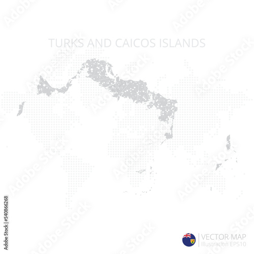 Turks and Caicos Islands grey map isolated on white background with abstract mesh line and point scales. Vector illustration eps 10