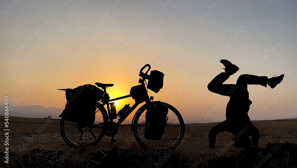 Obraz premium world tour by bike, travel, and movements that are full of motivation and dynamism that impress people