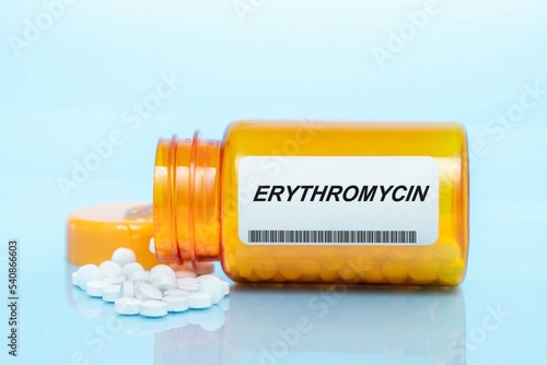 Erythromycin Drug In Prescription Medication  Pills Bottle photo