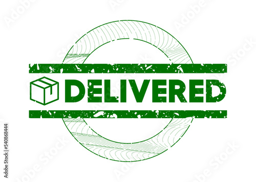 Simple vintage rubber stamp with Delivered text.