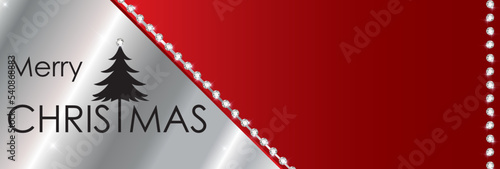 Merry Christmas Banner mit Diamant, Strass, Strasssteine, Glas, Spiegel, roter Hintergrund diagonal mit Text in schwarz