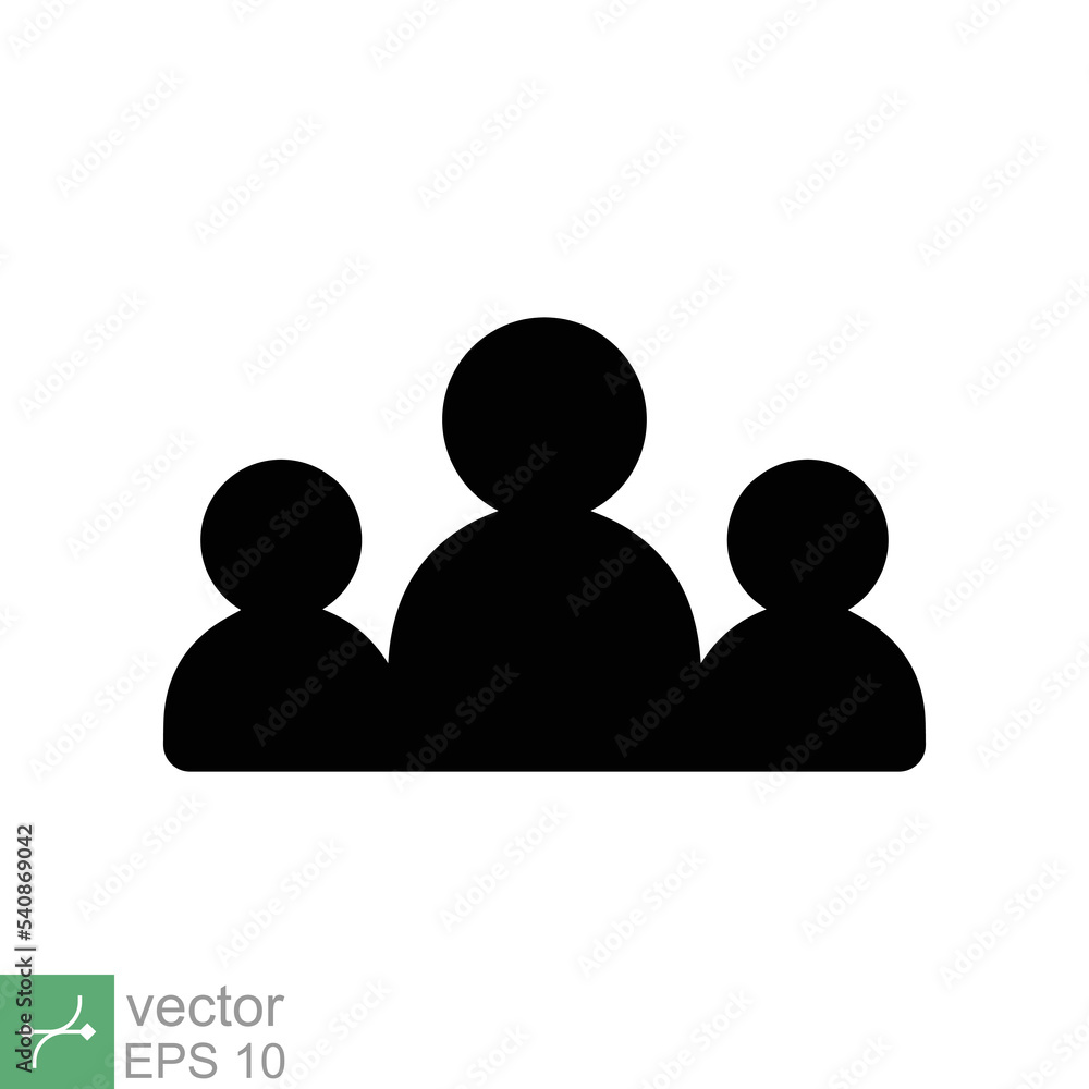 People icon. Simple solid style. Crowd sign flat style, person, group, user, human, public, member, staff, team, business concept. Glyph vector illustration isolated on white background. EPS 10. People icon. Simple solid style. Crowd sign flat style, person, group, user, human, public, member, staff, team, business concept. Glyph vector illustration isolated on white background. EPS 10.