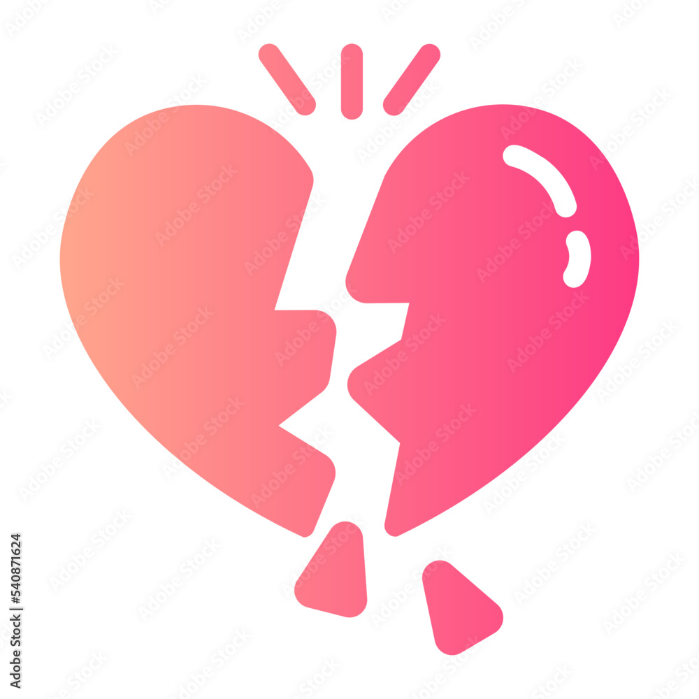 broken hearth gradient icon broken hearth gradient icon