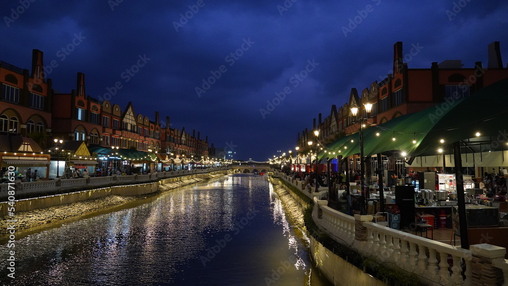 city canal at night