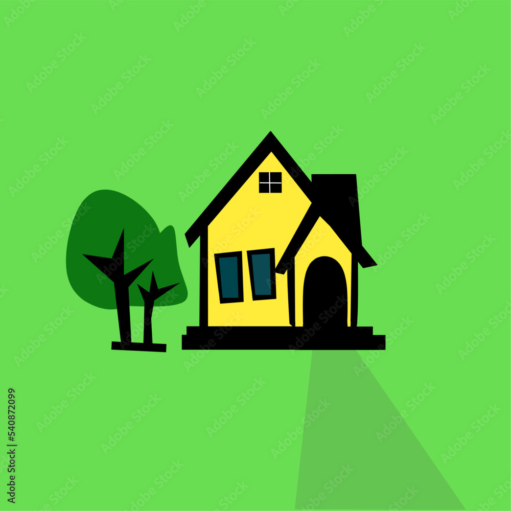 illustration of a house in a green background illustration of a house in a green background