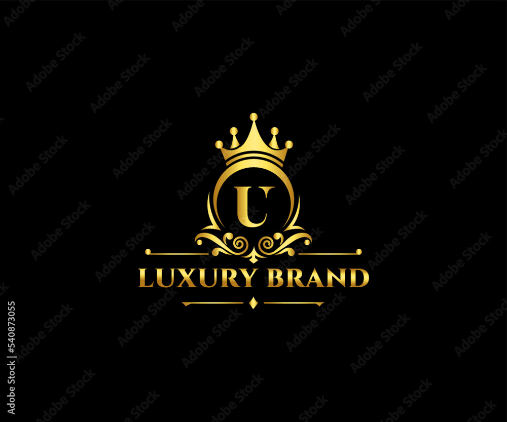 luxury U Letter Initial with Royal Template.elegant with crown logo ...