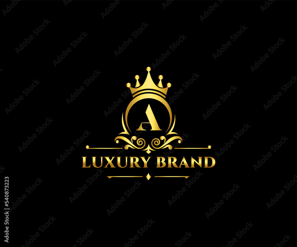 luxury a Letter Initial with Royal Template.elegant with crown logo ...